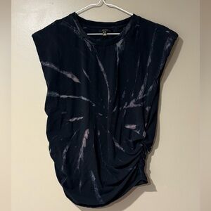 AFRM ruched side tie dye stretchy shoulder padded tank top